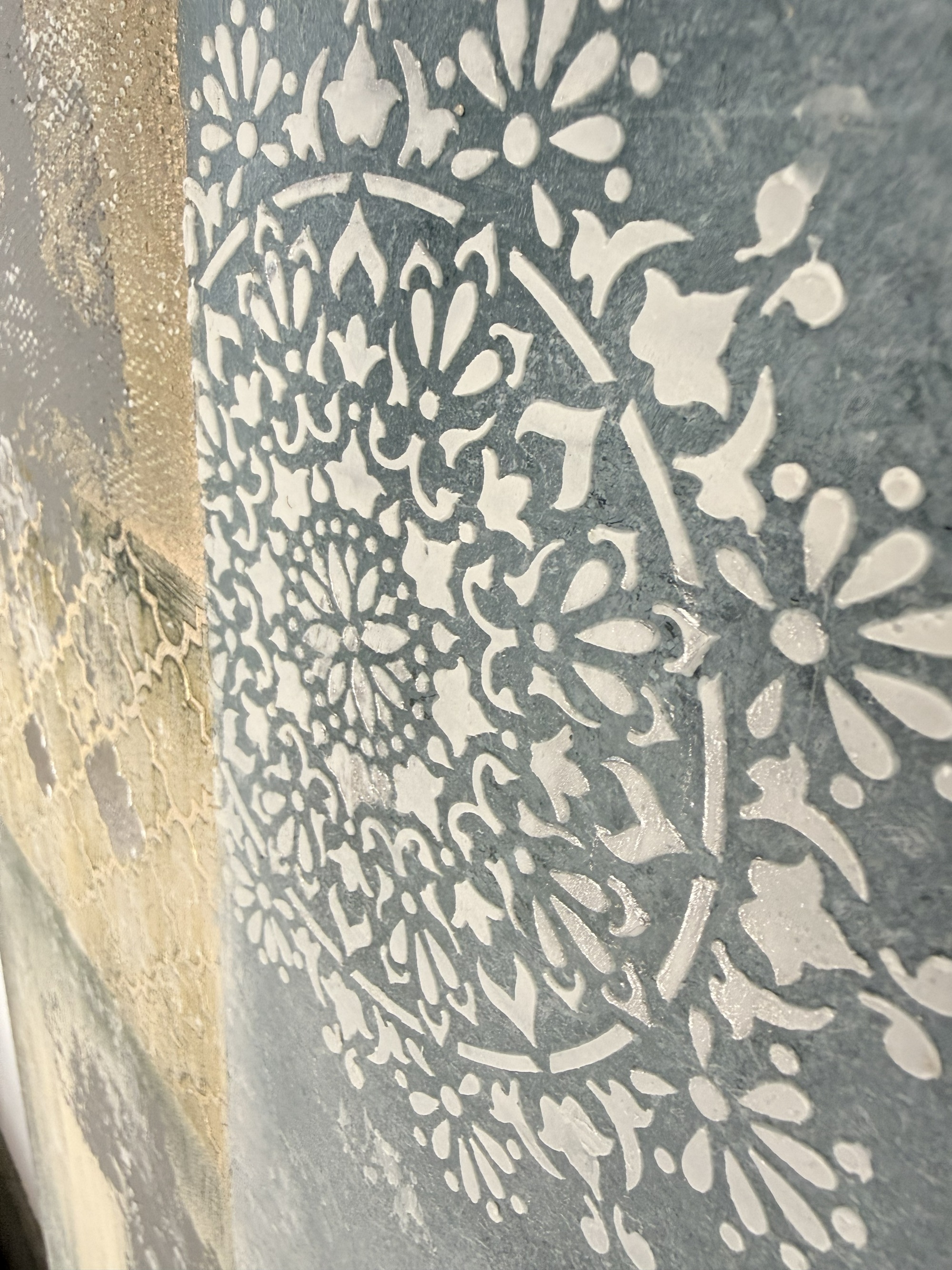 Behind Winter's Windows — view 7, floral stencil detail